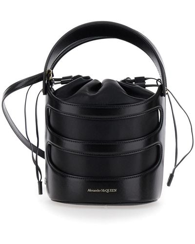 Alexander McQueen 'The Rise' Bucket Bag With Harness Cage - Black