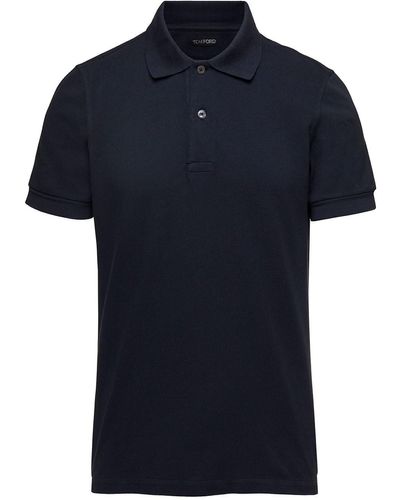 TOM FORD metallic-threading knitted polo shirt - Black