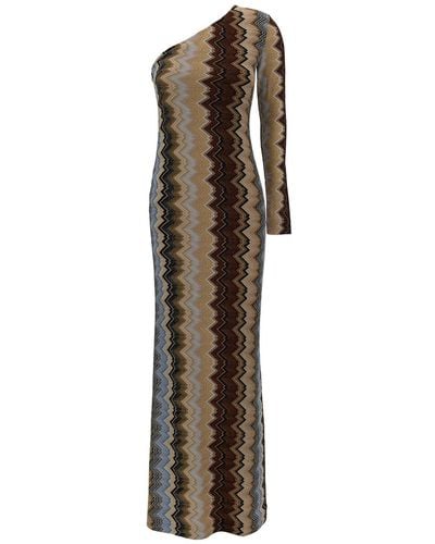 Missoni Zigzag One-shoulder Maxi Dress - Natural