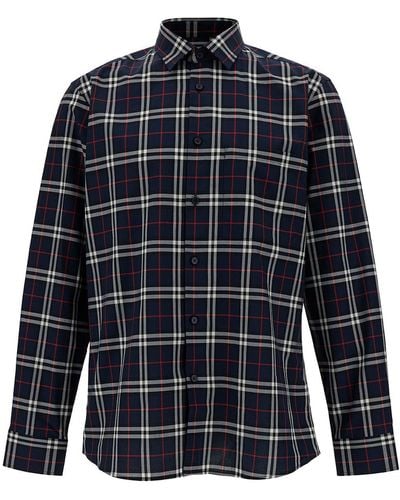 Burberry 'Simson' Shirt With Check Motif - Blue