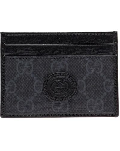 Gucci Leather-trimmed Monogrammed Coated-canvas Cardholder - Black