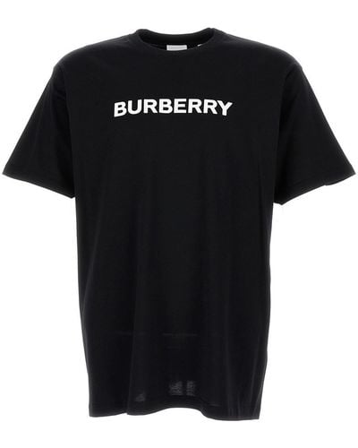 Burberry T-Shirt Girocollo Con Stampa Logo Nera - Nero