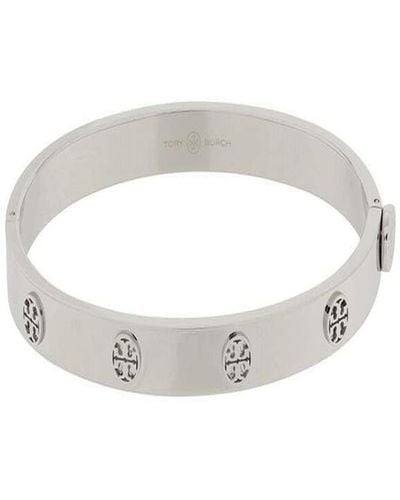 Tory Burch Steel Bracelet With Engraved Logo - White