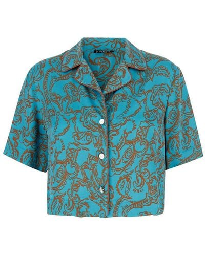 Liu Jo Light Crop Shirt With Pattern - Blue