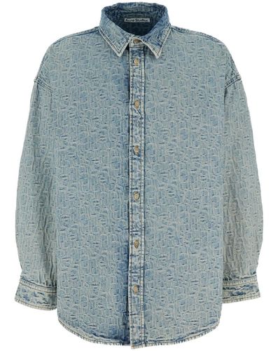 Acne Studios Light Cotton Monogram Denim Shirt - Blue