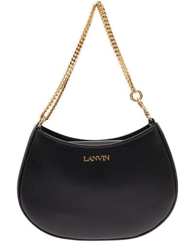 Lanvin Extra Nano Hobo Leather Handbag With Logo Woman - Black