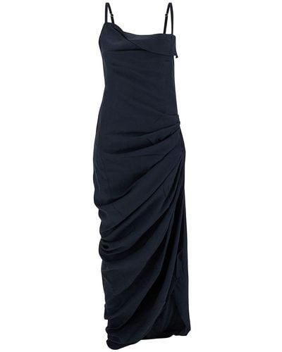 Jacquemus 'La Robe Saudade Longue' Long Draped Dress - Blue