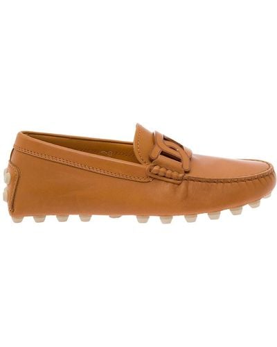 Tod's 'Gommino Bubble' Loafers With Tonal Chain Detail - Brown