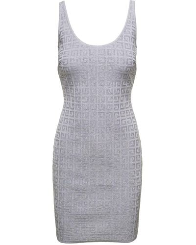 Givenchy Lurex Dress With Mogram Logo Motif All-Over - Gray