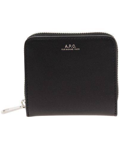 A.P.C. 'Emmanuel' Wallet With Embossed Logo - Black