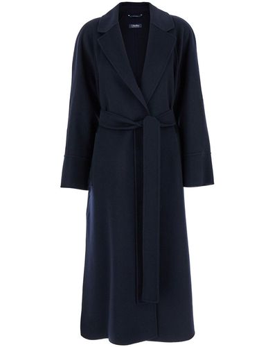 Max Mara 'Agata' Coat With Matching Belt Il Wool - Blue