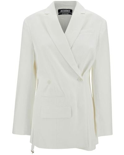 Jacquemus 'La Veste Tibau' Asymmetric Double-Breasted Jacket In - White
