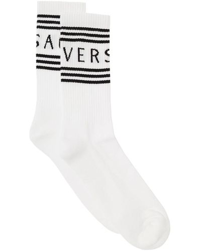 Versace Socks With Logo - White