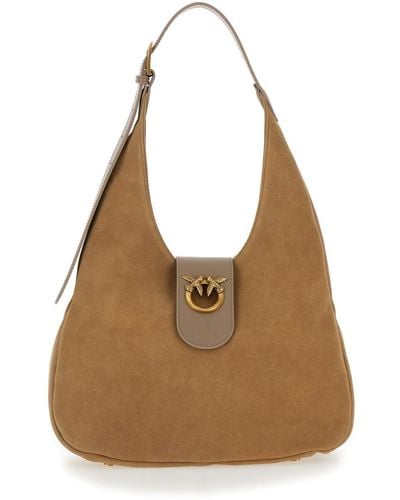 Pinko Small Hobo Bag With Logo Detail - Brown