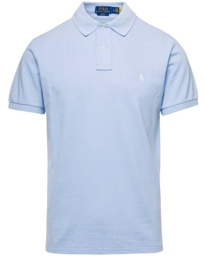 Polo Ralph Lauren Light Logo Embroidered Polo Shirt - Blue
