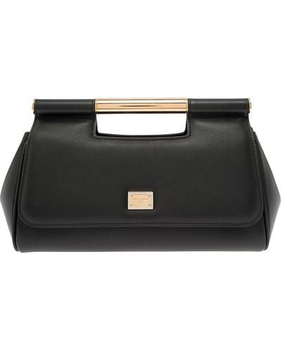Dolce & Gabbana 'Sicily' Handbag With Logo Plaque - Black