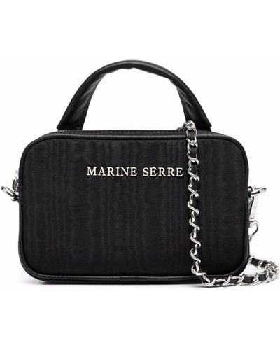 Marine Serre Woman's Madame Moire Recycled Fabric Handbag - Black