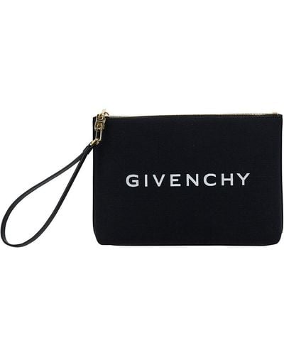 Givenchy Pochette Con Stampa Logo A Contrasto - Nero