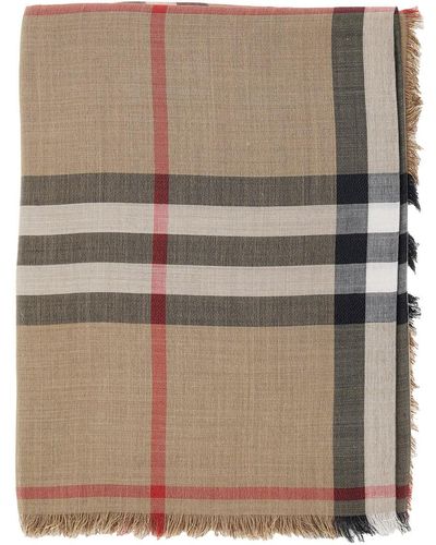 Burberry Scarf With Check Motif - Brown