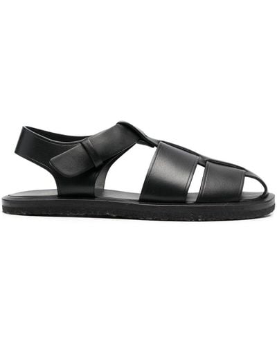 The Row Caged Design Leather Sandals - Black