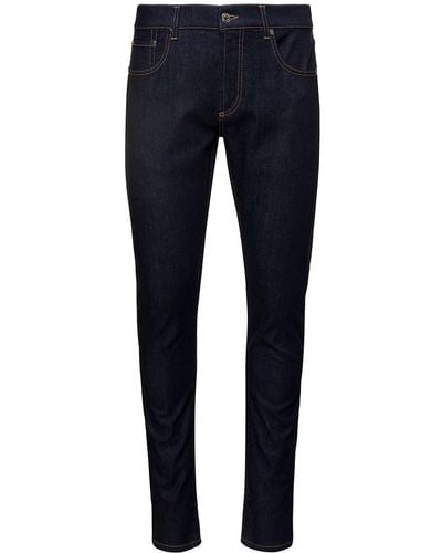 Alexander McQueen Tight Pants With Metallic Logo Patch And Contra - Blue