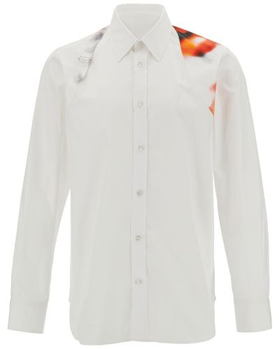 Alexander McQueen Camicia Con Dettaglio Harness Stampata - Bianco