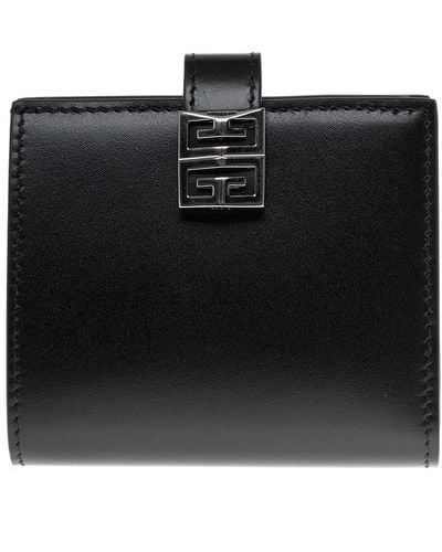 Givenchy Woman's Bifold Leather Wallet With 4g Logo - Black