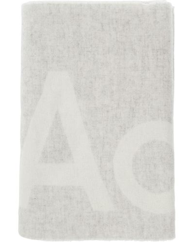 Acne Studios Light Scarf With Logo Lettering Detail - White