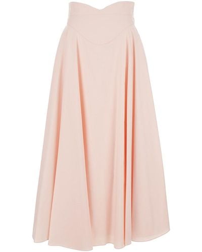 Alexander McQueen Long High-Waisted Skirt With Pleated Design In - Pink