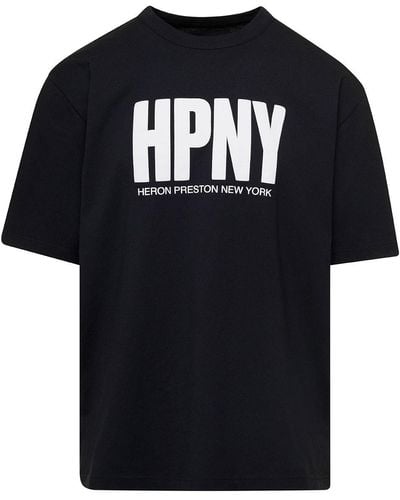 Heron Preston T-Shirt Con Stampa Logo A Contrasto - Nero