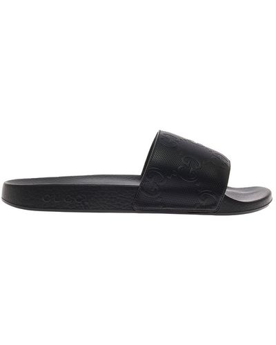 Gucci Men's gg Rubber Slide Sandals - Black