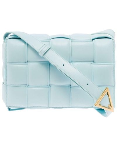 Bottega Veneta Light E Padded Cassette Crossbody Bag In Intreccio Nappa Leather Woman - Blue