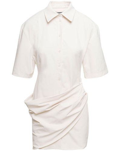 Jacquemus Miniabito Chemisier La Robe Camisa - Bianco