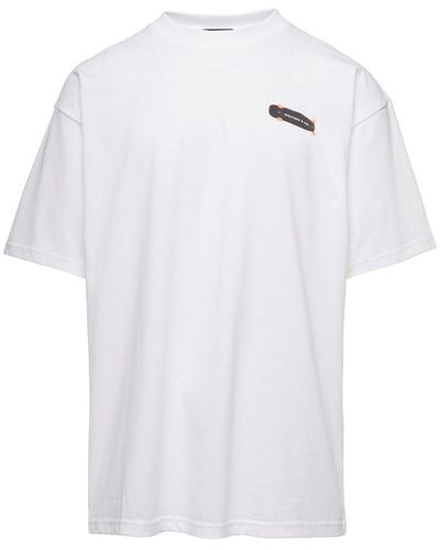 Cultura Crewneck T-Shirt With Skate Logo Print - White