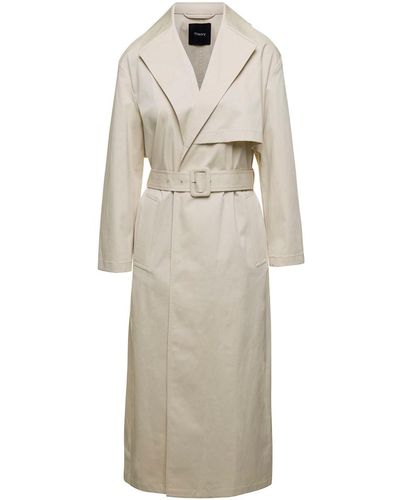 Theory Double- Breasted Trench Coat - Natural