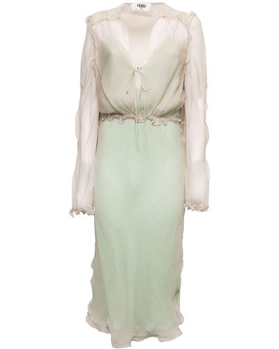 Fendi Chiffon Dress - Look 5 - White