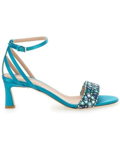 Alberta Ferretti Light Blue Sandals With Mirror-like Details In Leather Woman