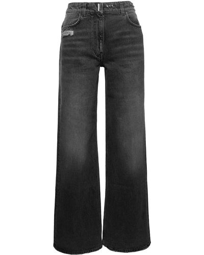 Givenchy 5-pocket Style Wide Jeans With Logo Patch In Denim Cotton - Black