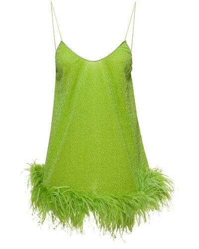 Oséree Mini Dress With Feathers - Green