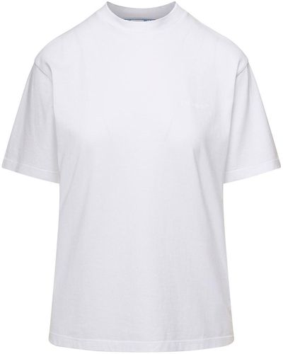 Off-White c/o Virgil Abloh Off- T-Shirt Girocollo Con Stampa Logo E Diag Tono Su Tono - Bianco