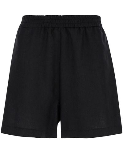 Plain Bermuda Short With Elastic Waistband - Black