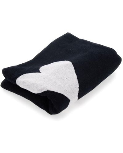 Ami Paris Beach Towel With Contrasting Monogram - Blue