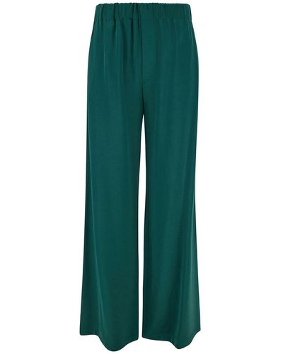 Plain Relaxed Pants With Elastic Waistband - Green