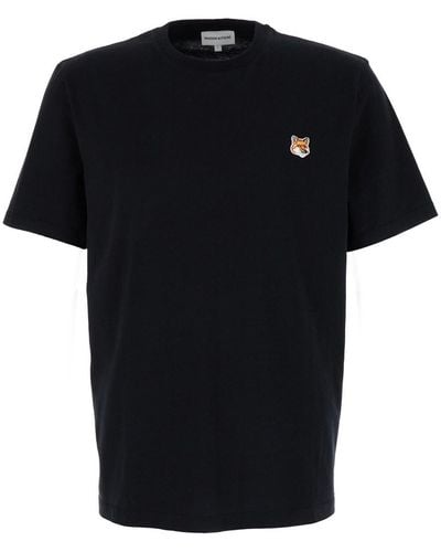 Maison Kitsuné T-Shirt With Fox Head Patch - Black