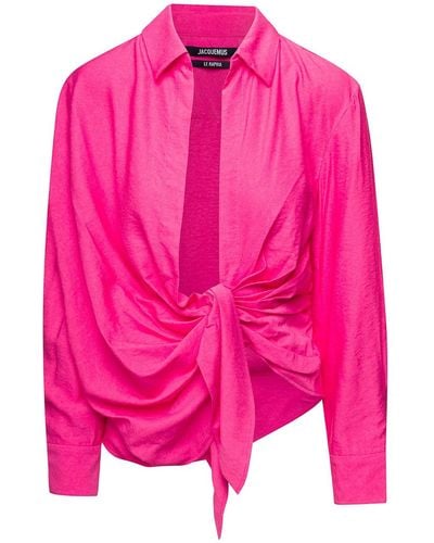 Jacquemus 'La Chemise Bahia' Fuchsia Draped Shirt - Pink