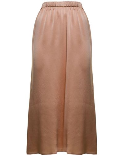 Forte Forte Long Pink Silk Skirt - Brown