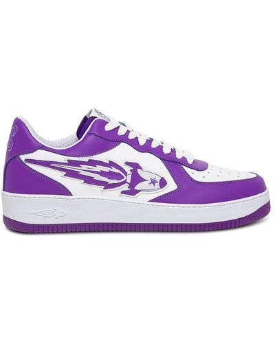 ENTERPRISE JAPAN White And Purple Leather Trainers