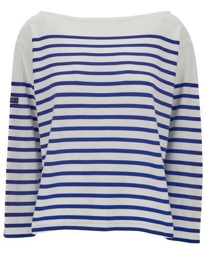 Polo Ralph Lauren T-Shirt A Maniche Lunghe Con Scollo A Barca Bianca I - Blu