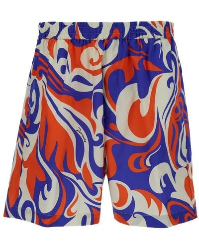 DSquared² Multicolored Palm Beach Waves Shorts - Blue