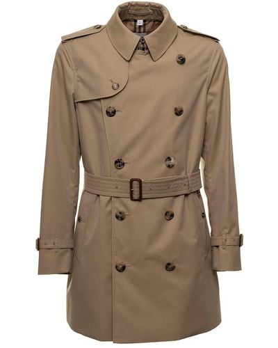 Burberry Trench Coat With Belt - Natural